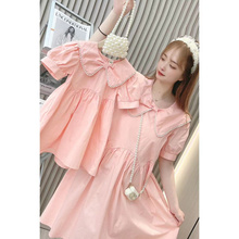 裙子中小童女童韩版 母女装 珍珠纯色连衣裙公主裙 2022夏季 亲子装