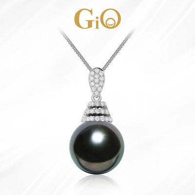 GiO珠宝 大溪地黑珍珠吊坠单颗海水珍珠项链女优雅轻奢颈链礼物