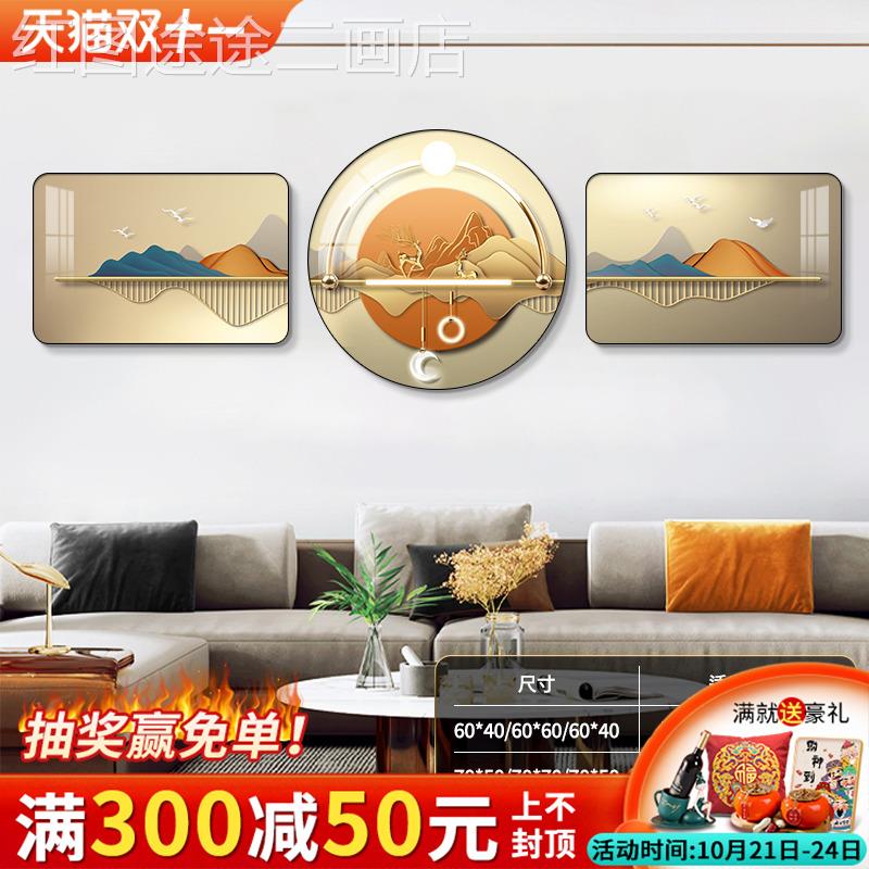 网红画厅现轻奢客装饰画简约沙背景发墙挂画三联风景代晶钻抽象壁