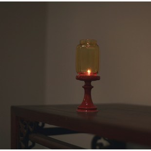 新亦宋书院《故宫红》明清烛台 玻璃 中式摆件 T家具 礼佛供佛