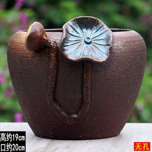 新水养花盆无g孔花瓶花插复古铜钱草绿萝花盆大口径水培器皿高款