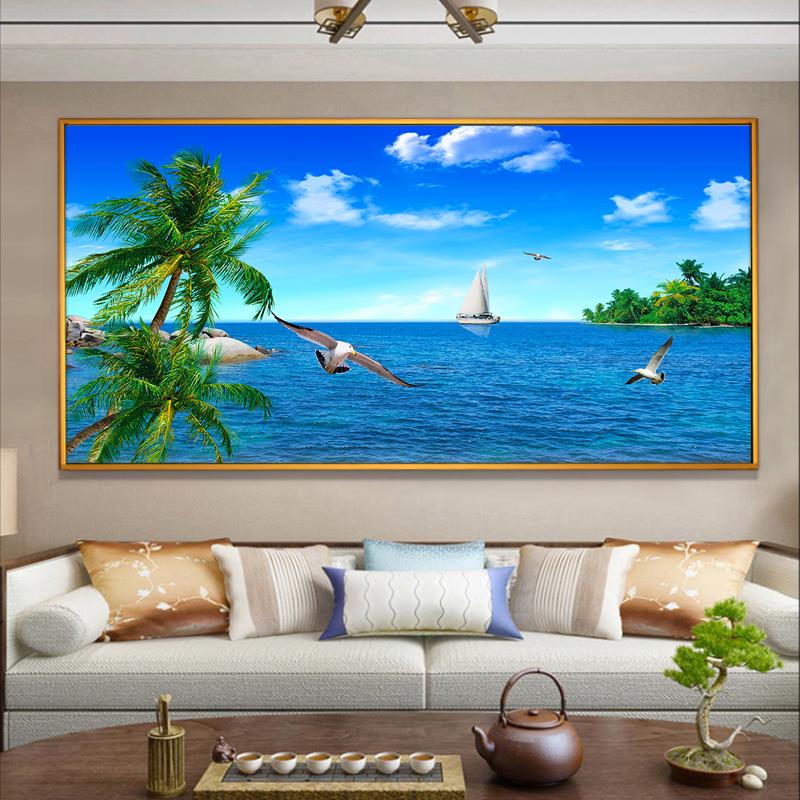 定做代简客装饰画沙发背景墙画厅海景风海卧大室挂海洋壁现画景画