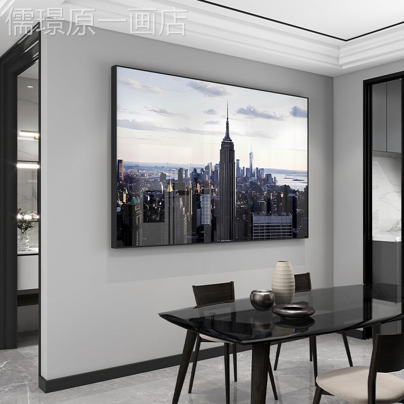 网红现墙代客厅装饰画发背景壁城市画建筑沙楼风景画办公室挂画高图片