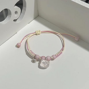 时尚 凯蒂猫手链时尚 气质甜美粉色编织简约高颜值ins情侣学生可爱
