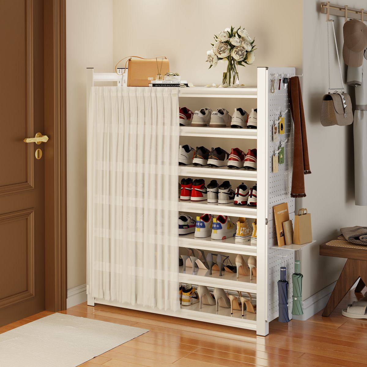 炎恩新款钢制鞋架防尘家用室内多层大容量鞋柜入户门口落地置物架,智能设备,其他智能配件,淘宝优惠券,粉丝福利购,淘宝优惠卷