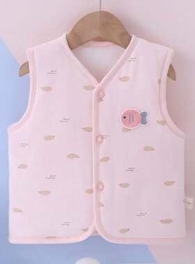 新品婴儿马甲新生幼儿n0一6一12月夹棉小背心春秋冬款男女宝宝外