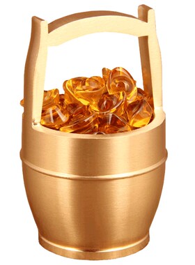 极速黄铜一桶金摆件m一桶金黄水晶琉璃元宝办公桌家居客厅创意礼