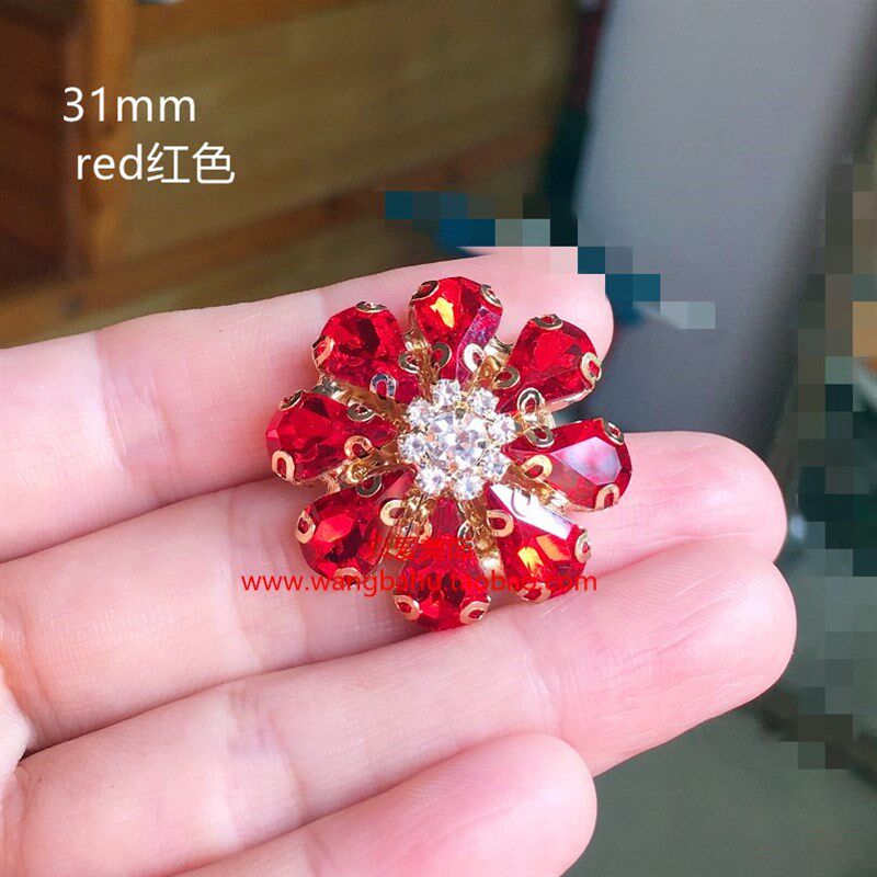 新品金色玻璃钻扣貂皮草大衣外套装饰大钻扣红黑紫宝蓝Z香槟色镶