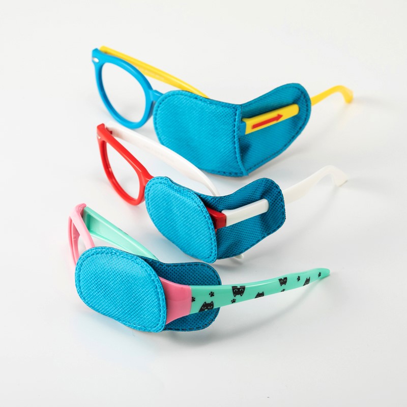 极速遮光布个性弱视矫正斜v视儿童单眼罩遮挡幼儿园左眼有框眼镜
