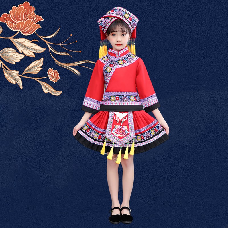 极速新款男女儿童畲族表演服幼儿园六一合唱N服演出服舞蹈服装少