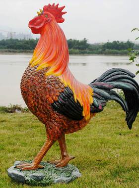 新品公鸡装饰摆饰饭m厅饰品母鸡模型超市美陈道具田园风玻璃纤维