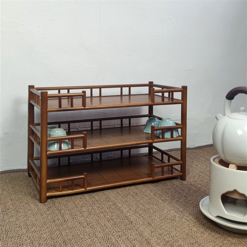 极速中式竹制茶j具收纳架多宝阁桌面博古架置物架子紫砂壶茶壶茶
