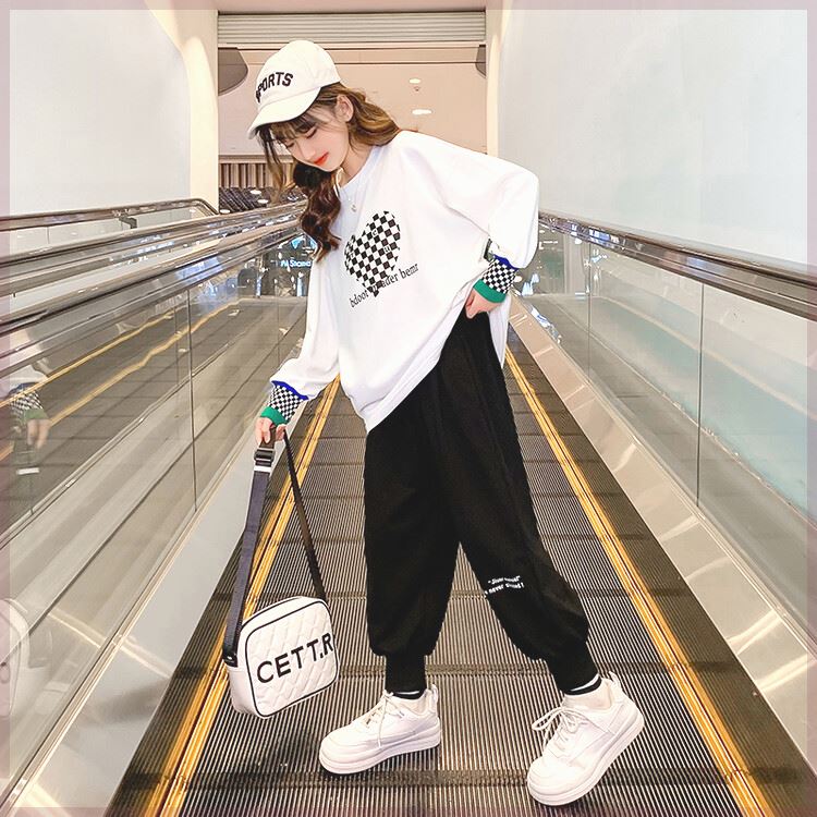 极速女童长d袖T恤2023秋装新款童装儿童洋派上衣中大童春秋网红打