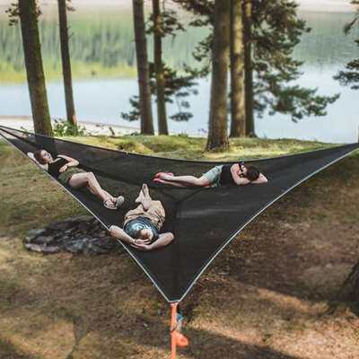 极速挂在树上秋千空中三角吊床户外帐篷网状吊椅悬挂式.公园露营