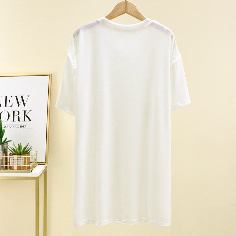 新品夏季侧开h叉中长款遮臀宽松运动上衣女跑步跳操瑜伽健身服短