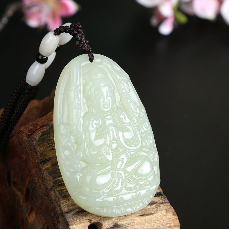 极速和田玉本命佛吊坠本命年属虎虚空藏K文殊大势至普贤菩萨项坠