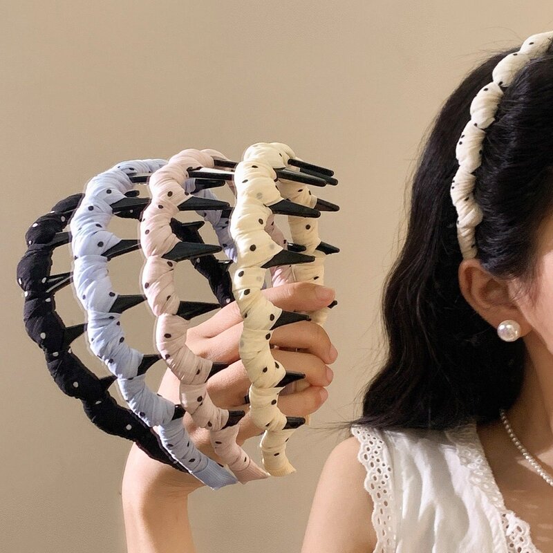 韩系简约带齿波浪波点发箍女士日常洗脸高颅顶外出百搭装饰头饰