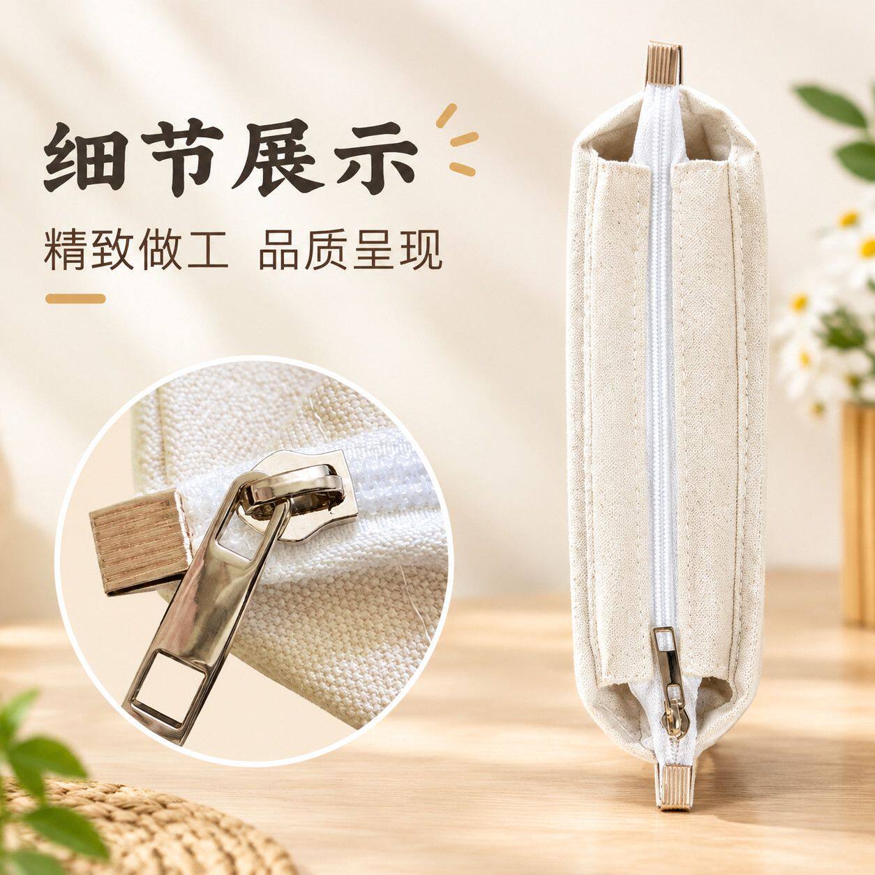 纯色拉链款帆布内胆包手工钩织女包大容量规整收纳改造内置衬袋