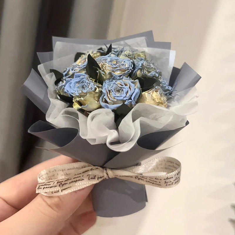 干花玫瑰花束真花精致可爱车载摆件七夕伴手礼物生日装饰摆件