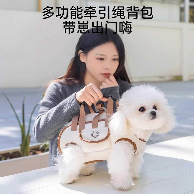 夏季单肩手拎宠物背包中小型犬外出遛狗便携牵引斜挎包神器