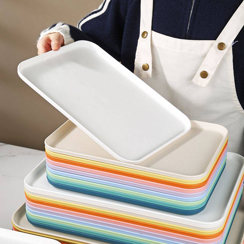 商用长方形塑料托盘餐厅杯子盘水果盘家用幼儿园10个装餐盘