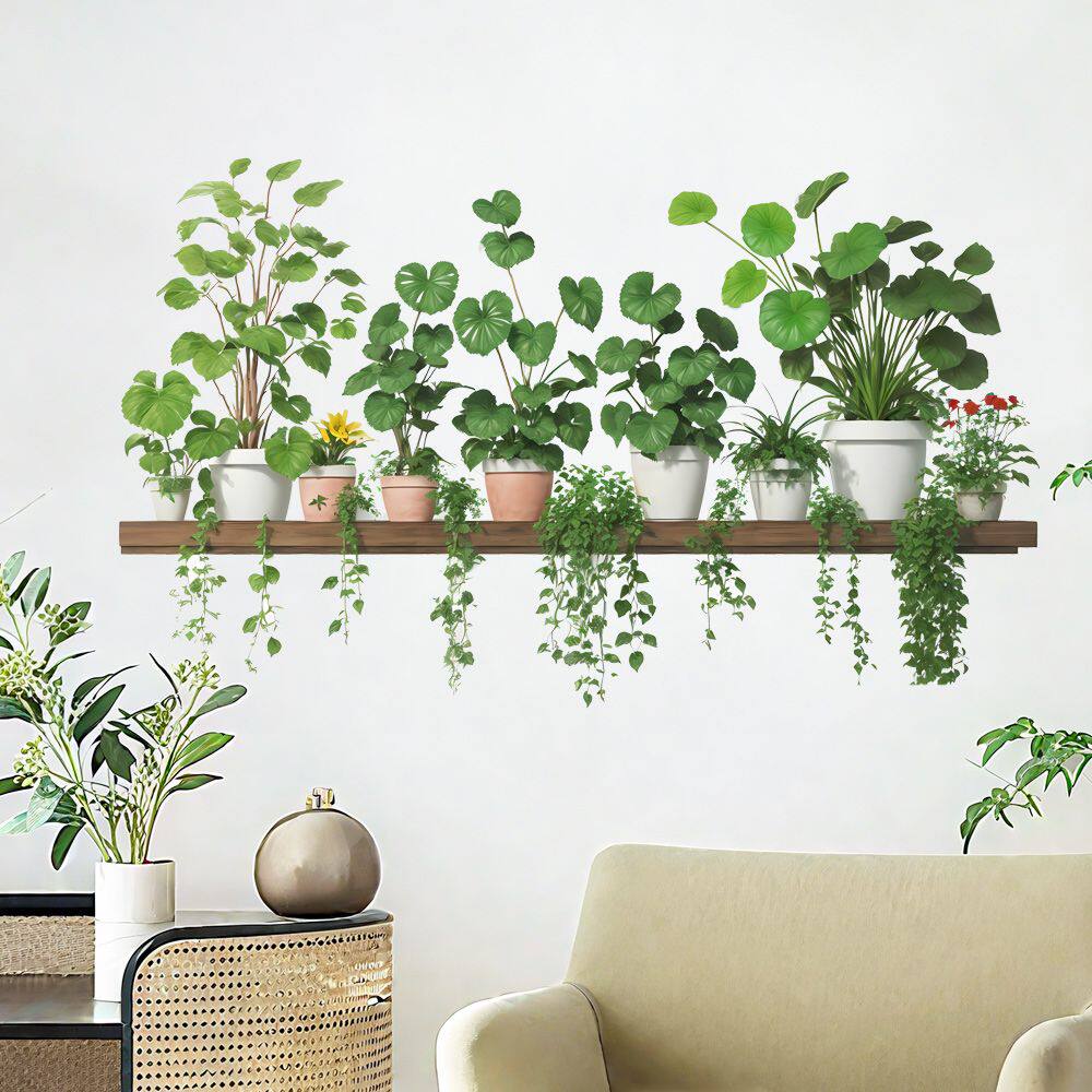 藤蔓叶子小清新植物墙贴厨房沙发背景自粘墙面装饰贴画