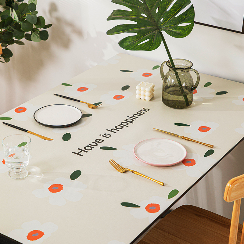 小清新皮革桌布j防水防油家用轻奢免洗餐桌布茶几台布垫布台布ins