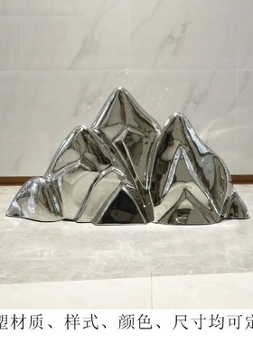 不锈钢雕塑定制假山镂空金属山售楼处酒店背景墙景V观山钢管切片