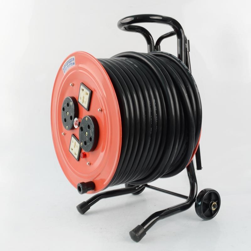 移动电源电缆盘 卷线盘线缆盘拖线盘3*4+1移O动电缆盘带夜光带漏