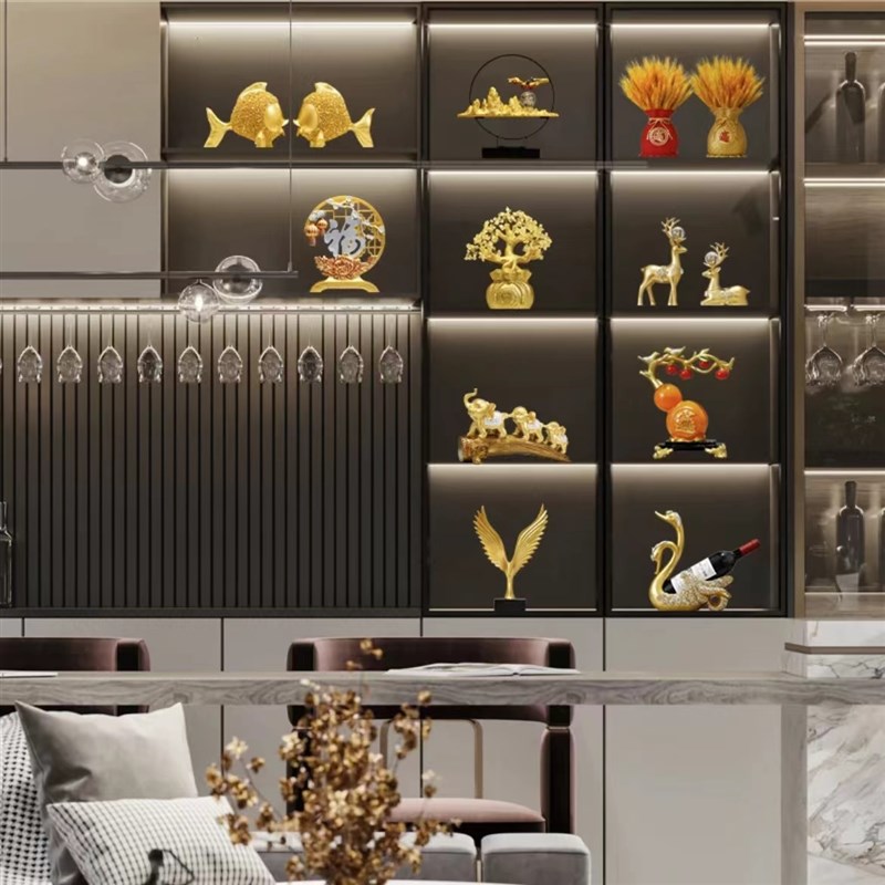 新中式大套装家居玄关摆s件客厅电视柜高档轻奢风办W公室酒柜装饰
