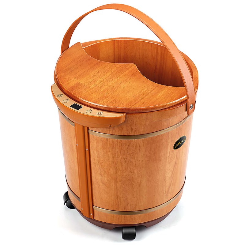 艾羽泡脚桶木桶j电动按摩洗脚盆家用足浴盆全自动加热恒温过膝深