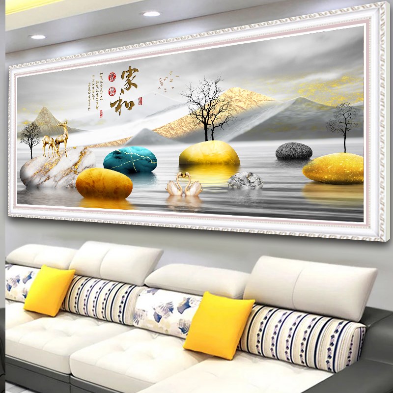 家和万事兴十字绣2024新款线绣客厅大幅满绣金山福禄图自己绣手工