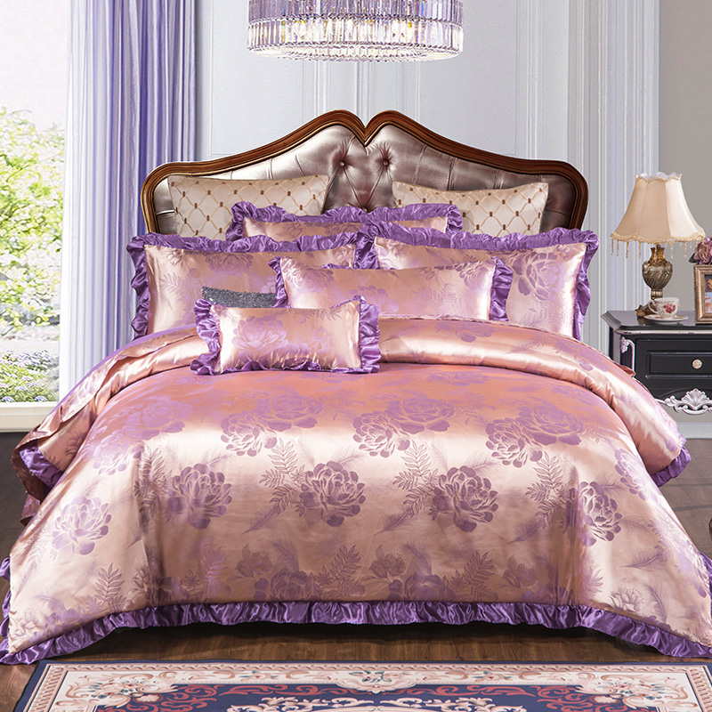 四件套提花贡缎韩式花边床裙式/床单式婚庆家居1.5/1.8床品套件