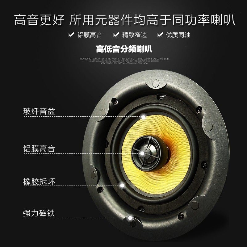 酒店家庭用背景音乐定阻吸顶喇叭同轴分频音响天花吊顶音箱扬声器