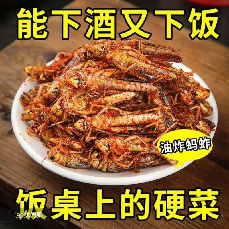 【买一发5 袋】山东特产新鲜油炸蚂蚱五香即食香辣蝗虫下酒菜膳