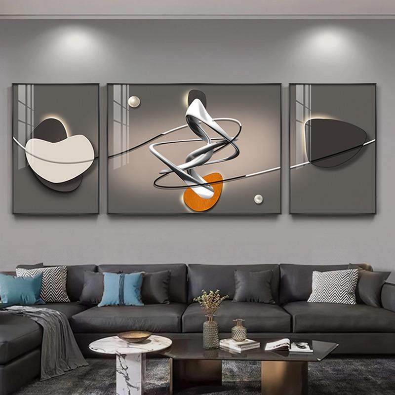 高级客厅三联装饰l画沙发背景墙挂画简约现代轻奢壁画大气高档瓷,家居饰品,现代装饰画,淘宝优惠券,粉丝福利购,淘宝优惠卷