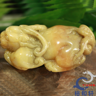 寿山石手件国石真品 杜陵石 手工雕刻貔貅精品P手把件【裕和轩】A