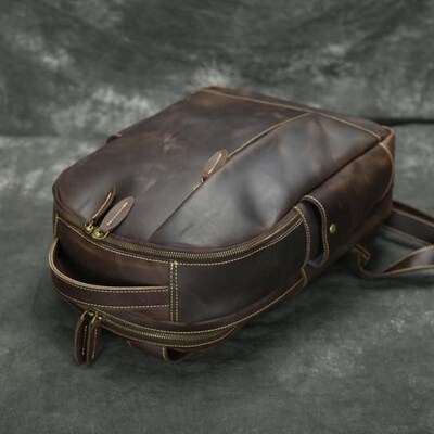 Johnature Crazy Horse Leather Men Backpack 2020 TNew Vintage