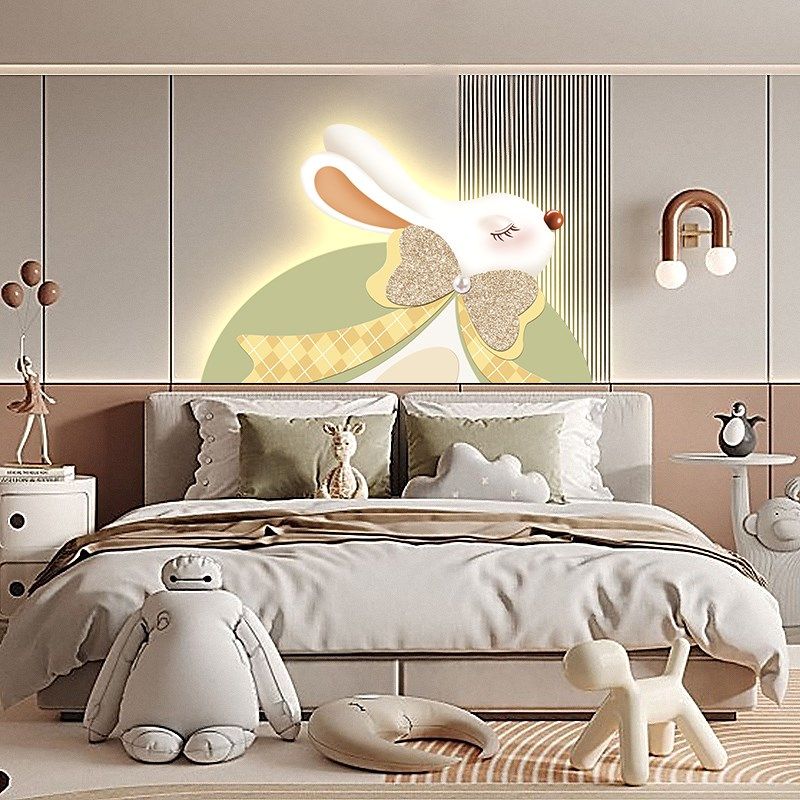 北欧儿童房装饰画奶油风女孩公主房ledJ灯画卡通动漫卧室床头挂画,家居饰品,现代装饰画,淘宝优惠券,粉丝福利购,淘宝优惠卷