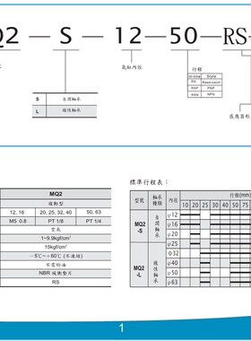 台湾恒佑OKINA气缸MQ2-S-12/16/w20/25-10-20-30-40-50-75-100-20