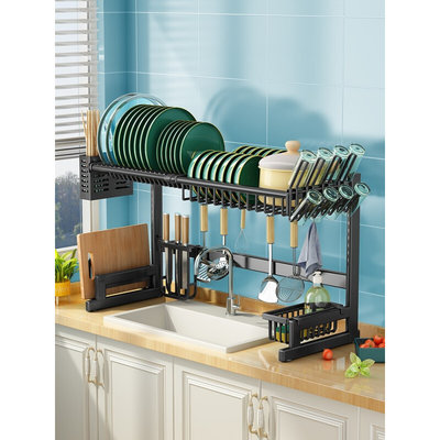 厨房水槽可伸缩置物架洗碗槽多功能用品放碗架沥水架碗筷水0104w