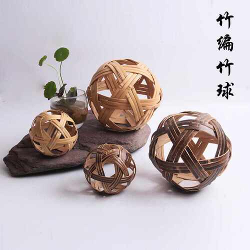 手工编织蹴鞠球天然制作藤球摄影