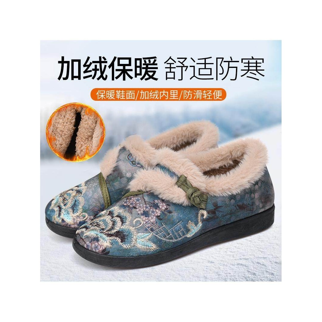 新款冬季北京棉鞋布鞋加厚民族中老年软底妈妈中式汉服绣花鞋子女,女鞋,棉鞋,淘宝优惠券,粉丝福利购,淘宝优惠卷