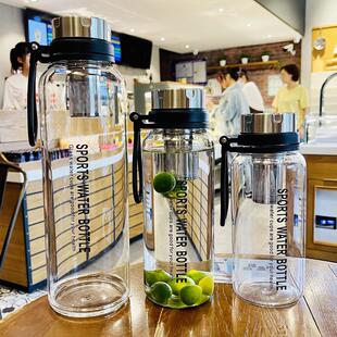 高级感玻璃杯男士夏季超大容量2000ml水杯茶水分离泡茶杯子家用