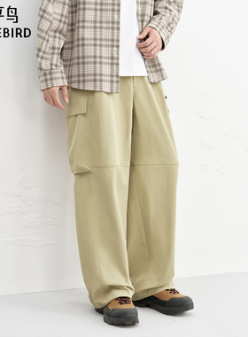 【商场同款】太平鸟男装 卡其色工装潮流大口袋休闲裤男B2GLG1366