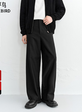 【商场同款】太平鸟男装休闲裤25冬季新款纯羊毛直筒裤 B1GAF4B37