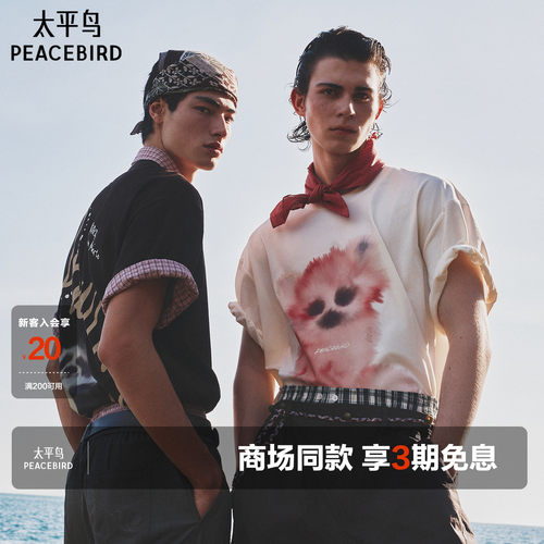 【艺术家Rop联名】太平鸟男装 凉感面料潮流短袖T恤男B2CNG2428