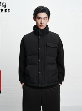 【商场同款】太平鸟男装 2025年冬季新款黑色羽绒马甲B1AGF4433