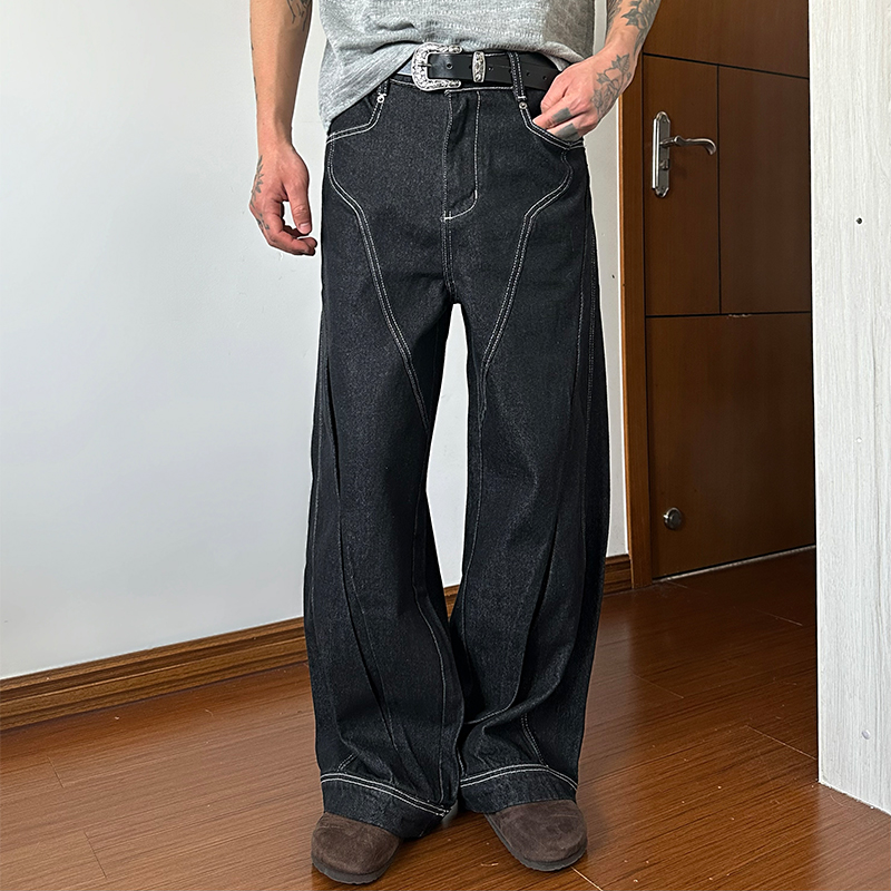 0204MAISTEP解构明线牛仔裤