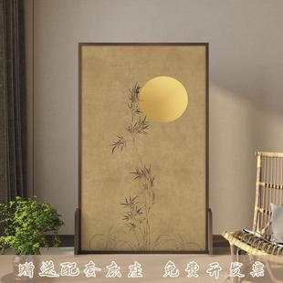 屏风隔断办公室客厅落地酒店移动玄关门实木家用座屏 微晶木新中式
